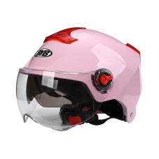 BYB 335 Summer Electric Motorcycle Adult Double Eyeglass Helmet Hard Hat, Specification: Transparent Short Lens(Pink)