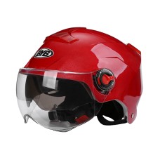 BYB 335 Summer Electric Motorcycle Adult Double Eyeglass Helmet Hard Hat, Specification: Transparent Short Lens(Red)