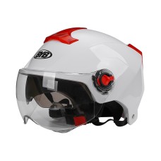 BYB 335 Summer Electric Motorcycle Взрослый двойной шлем для шлема шлема, спецификация: Прозрачная короткая линза (белый)