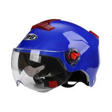 BYB 335 Summer Electric Motorcycle Adult Double Eyeglass Helmet Hard Hat, Specification: Transparent Short Lens(Blue)