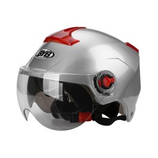 BYB 335 Summer Electric Motorcycle Adult Double Eyeglass Helmet Hard Hat, Specification: Transparent Short Lens(Silver)