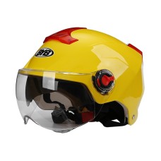 BYB 335 Summer Electric Motorcycle Adult Double Eyeglass Helmet Hard Hat, Specification: Transparent Short Lens(Yellow)
