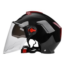 BYB 335 Summer Electric Motorcycle Взрослый двойной шлем для шлема шлема, спецификация: прозрачная длинная линза (пианино черный)