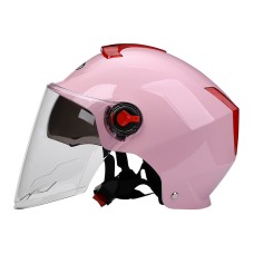 BYB 335 Summer Electric Motorcycle Взрослый двойной шлем для шлема шлема, спецификация: прозрачная длинная линза (розовый)