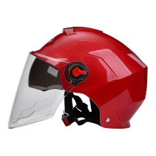 BYB 335 Summer Electric Motorcycle Adult Double Eyeglass Helmet Hard Hat, Specification: Transparent Long Lens(Red)