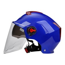 BYB 335 Summer Electric Motorcycle Adult Double Eyeglass Helmet Hard Hat, Specification: Transparent Long Lens(Blue)