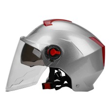 BYB 335 Summer Electric Motorcle Взрослый двойной шлем для шлема шлема, спецификация: прозрачная длинная линза (серебро)