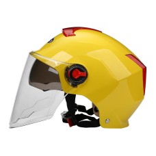 BYB 335 Summer Electric Motorcycle Взрослый двойной шлем для шлема шлема, спецификация: прозрачная длинная линза (желтый)