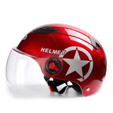 BYB X-222 Электрический мотоцикл Мужчины и женщины летние солнцезащитные шлемы, спецификация: прозрачная короткая линза (красный)