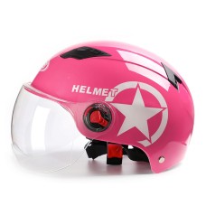 BYB X-222 Electric Motorcycle Men And Women Summer Sunscreen Helmet Safety Cap, Specification: Transparent Short Lens(Pink)