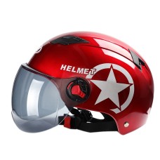 BYB X-222 Электрический мотоцикл Мужчины и женщины Летние солнцезащитные шлемы, спецификация: Краткий линз чая (красный)