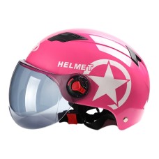 BYB X-222 Электрический мотоцикл Мужчины и женщины Летние солнцезащитные шлемы, спецификация: Короткий линз чая (розовый)