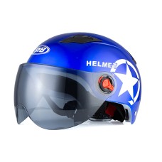 BYB X-222 Электрический мотоцикл Мужчины и женщины Летние солнцезащитные шлемы, спецификация: Короткий линз чая (синий)