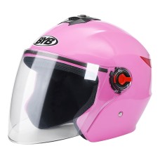 BYB 709 Electric Motorcycle Men And Women Universal Four Seasons Riding Half Helmet(Pink (Transparent Anti-fog Lens))
