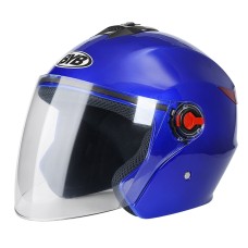 BYB 709 Electric Motorcycle Men And Women Universal Four Seasons Riding Half Helmet(Blue (Transparent Anti-fog Lens))