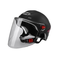 BYB X-206 Electric Motorcycle Men And Women Riding Motorcycle Safety Helmet, Specification: Transparent Long Lens(Matt Black)