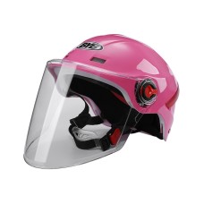 BYB X-206 Electric Motorcycle Men And Women Riding Motorcycle Safety Helmet, Specification: Transparent Long Lens(Pink)