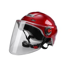 BYB X-206 Electric Motorcycle Men And Women Riding Motorcycle Safety Helmet, Specification: Transparent Long Lens(Purple Red)