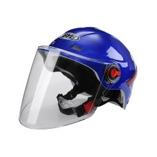 BYB X-206 Electric Motorcycle Men And Women Riding Motorcycle Safety Helmet, Specification: Transparent Long Lens(Blue)
