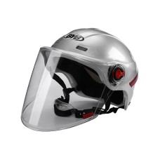 BYB X-206 Electric Motorcycle Men And Women Riding Motorcycle Safety Helmet, Specification: Transparent Long Lens(Silver)