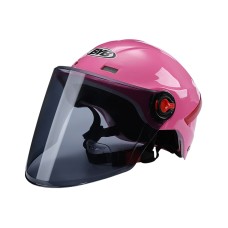 BYB X-206 Electric Motorcycle Men And Women Riding Motorcycle Safety Helmet, Specification: Tea Color Long Lens(Pink)