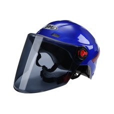 BYB X-206 Electric Motorcycle Men And Women Riding Motorcycle Safety Helmet, Specification: Tea Color Long Lens(Blue)