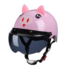 BYB X-866 Adult Electric Motorcycle Helmet Men And Women Universal Hard Hat, Specification: Tea Color Short Lens(Four Seasons Pink)