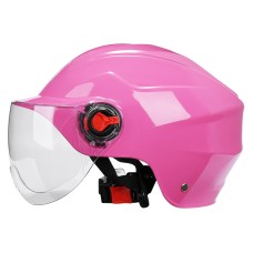BYB 207 Men And Women Electric Motorcycle Adult Helmet Universal Hard Hat, Specification: Transparent Short Lens(Pink)