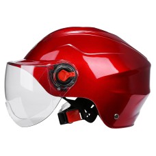 BYB 207 Men And Women Electric Motorcycle Adult Helmet Universal Hard Hat, Specification: Transparent Short Lens(Red)