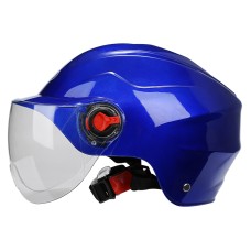 BYB 207 Men And Women Electric Motorcycle Adult Helmet Universal Hard Hat, Specification: Transparent Short Lens(Blue)