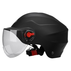 BYB 207 Men And Women Electric Motorcycle Adult Helmet Universal Hard Hat, Specification: Transparent Short Lens(Matt Black)