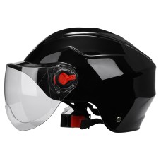 BYB 207 Men And Women Electric Motorcycle Adult Helmet Universal Hard Hat, Specification: Transparent Short Lens(Bright Black)