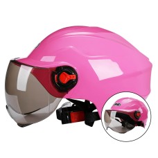 BYB 207 Men And Women Electric Motorcycle Adult Helmet Universal Hard Hat, Specification: Tea Color Short Lens(Pink)
