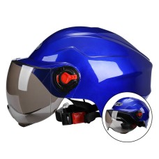 BYB 207 Men And Women Electric Motorcycle Adult Helmet Universal Hard Hat, Specification: Tea Color Short Lens(Blue)