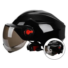 BYB 207 Men And Women Electric Motorcycle Adult Helmet Universal Hard Hat, Specification: Tea Color Short Lens(Bright Black)