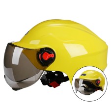 BYB 207 Men And Women Electric Motorcycle Adult Helmet Universal Hard Hat, Specification: Tea Color Short Lens(Yellow)