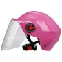 BYB 207 Мужчины и женщины электрический мотоцикл для взрослых шлема Универсальная каскака, спецификация: прозрачная длинная линза (розовый)
