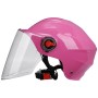 BYB 207 Men And Women Electric Motorcycle Adult Helmet Universal Hard Hat, Specification: Transparent Long Lens(Pink)