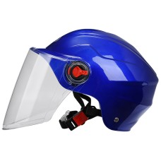 BYB 207 Men And Women Electric Motorcycle Adult Helmet Universal Hard Hat, Specification: Transparent Long Lens(Blue)
