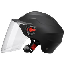 BYB 207 Men And Women Electric Motorcycle Adult Helmet Universal Hard Hat, Specification: Transparent Long Lens(Matt Black)