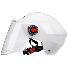 BYB 207 Men And Women Electric Motorcycle Adult Helmet Universal Hard Hat, Specification: Transparent Long Lens(White)