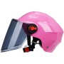 BYB 207 Men And Women Electric Motorcycle Adult Helmet Universal Hard Hat, Specification: Tea Color Long Lens(Pink)