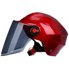 BYB 207 Men And Women Electric Motorcycle Adult Helmet Universal Hard Hat, Specification: Tea Color Long Lens(Red)