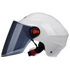 BYB 207 Men And Women Electric Motorcycle Adult Helmet Universal Hard Hat, Specification: Tea Color Long Lens(White)