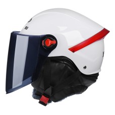 BYB W-266 Four Seasons Men And Women Universal Helmet Electric Motorcycle Anti-Fog Keep Warm Protective Cap, Specification: Tea Color Lens(White)