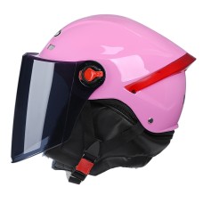 BYB W-266 Four Seasons Men And Women Universal Helmet Electric Motorcycle Anti-Fog Keep Warm Protective Cap, Specification: Tea Color Lens(Pink)