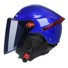 BYB W-266 Four Seasons Men And Women Universal Helmet Electric Motorcycle Anti-Fog Keep Warm Protective Cap, Specification: Tea Color Lens(Blue)