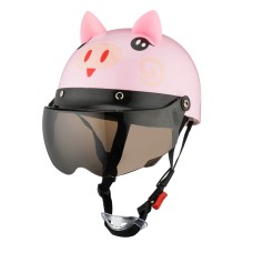 BYB 810 Children Cartoon Electric Motorcycle Helmet, Specification: Tea Color Short Lens(Summer Pig)
