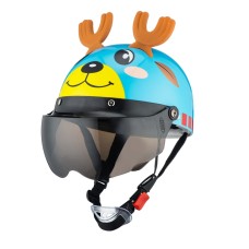 BYB 810 Children Cartoon Electric Motorcycle Helmet, Specification: Tea Color Short Lens(Summer Blue Elk)