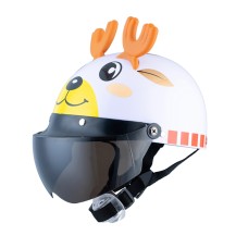 BYB 810 Children Cartoon Electric Motorcycle Helmet, Specification: Tea Color Short Lens(Summer White Elk)